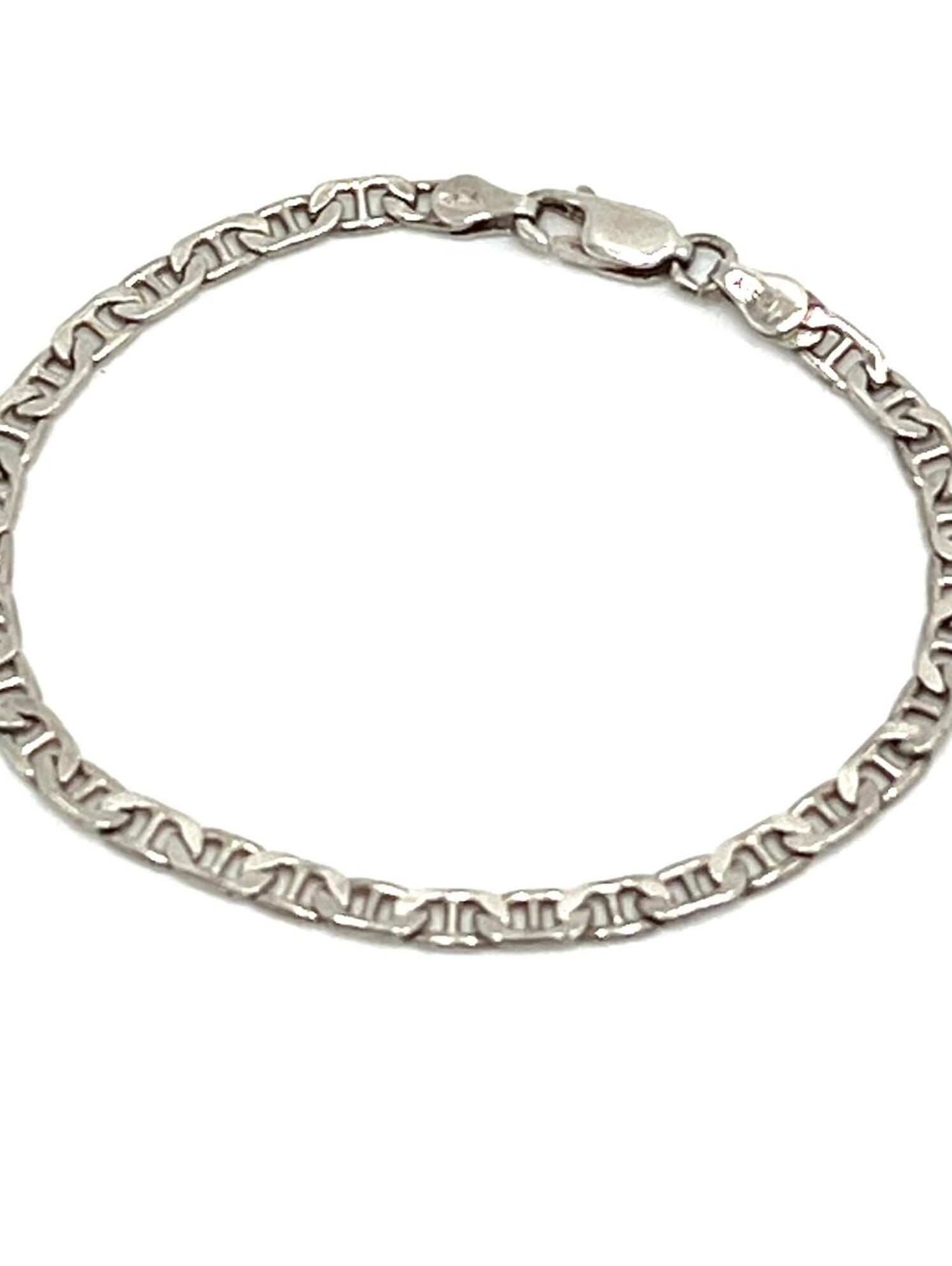 Vintage Italian Mariner Chain Sterling Silver Bracelet 675
